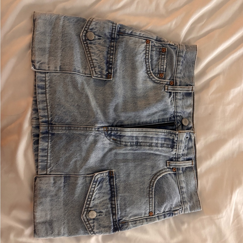 Denim Forum Blue Cargo Mini Skirt